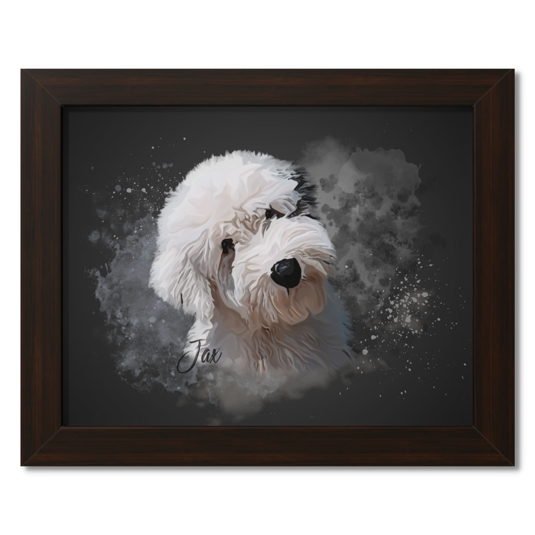 Custom Personalized Pet Portrait Watercolor Background solid