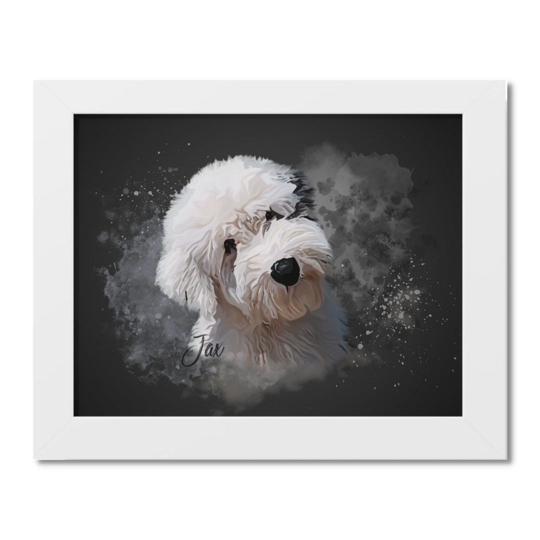 Custom Personalized Pet Portrait Watercolor Background solid