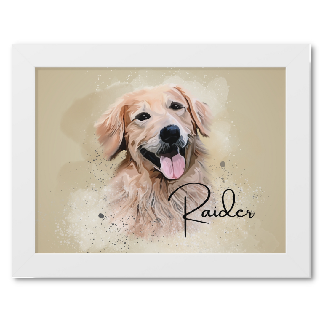 Custom Personalized Pet Portrait Watercolor Background solid