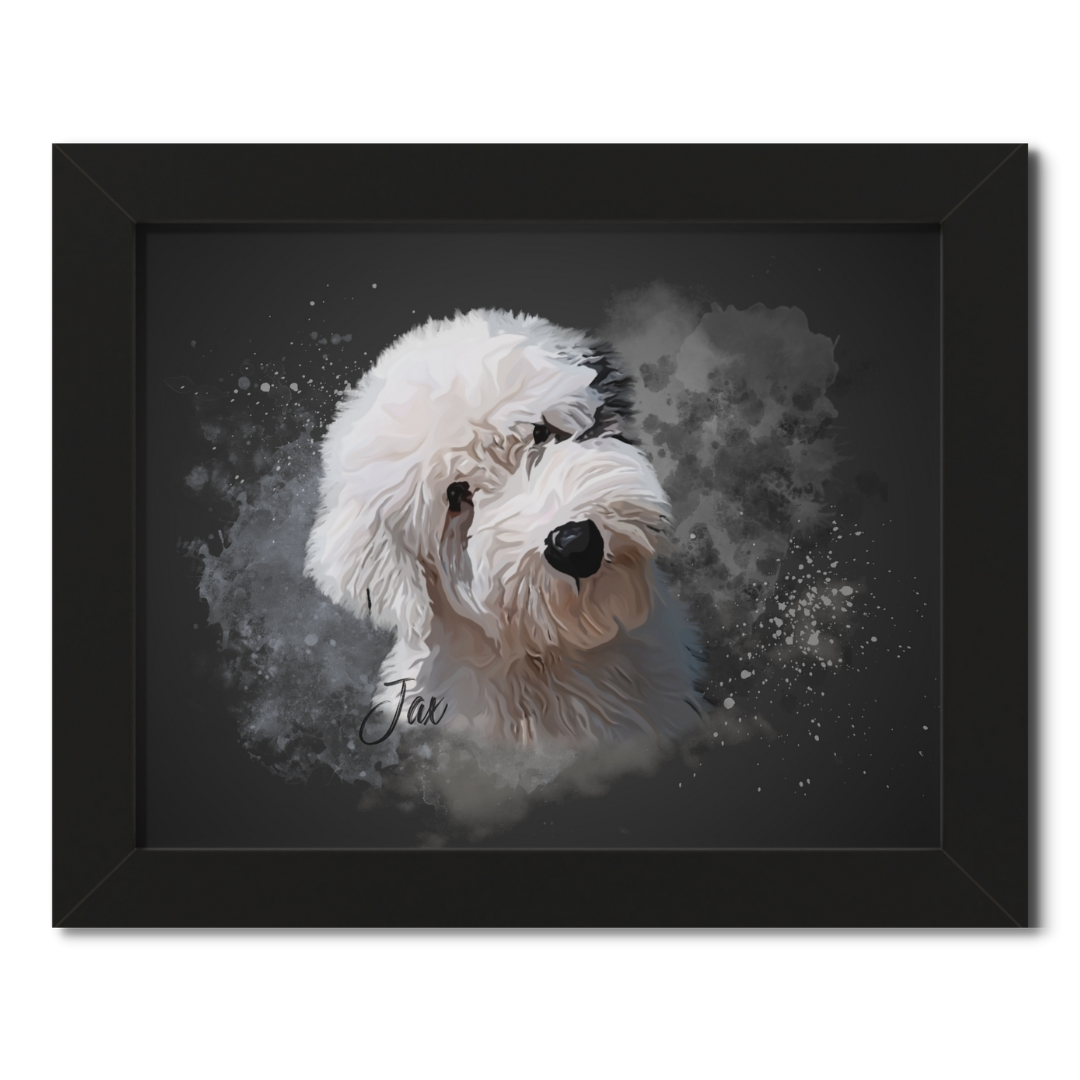 Custom Personalized Pet Portrait Watercolor Background solid