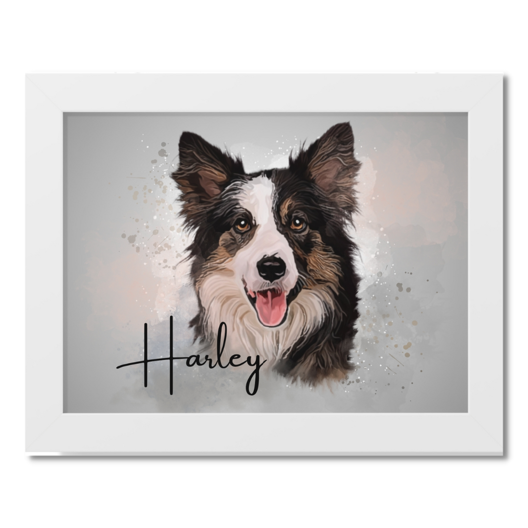 Custom Personalized Pet Portrait Watercolor Background solid