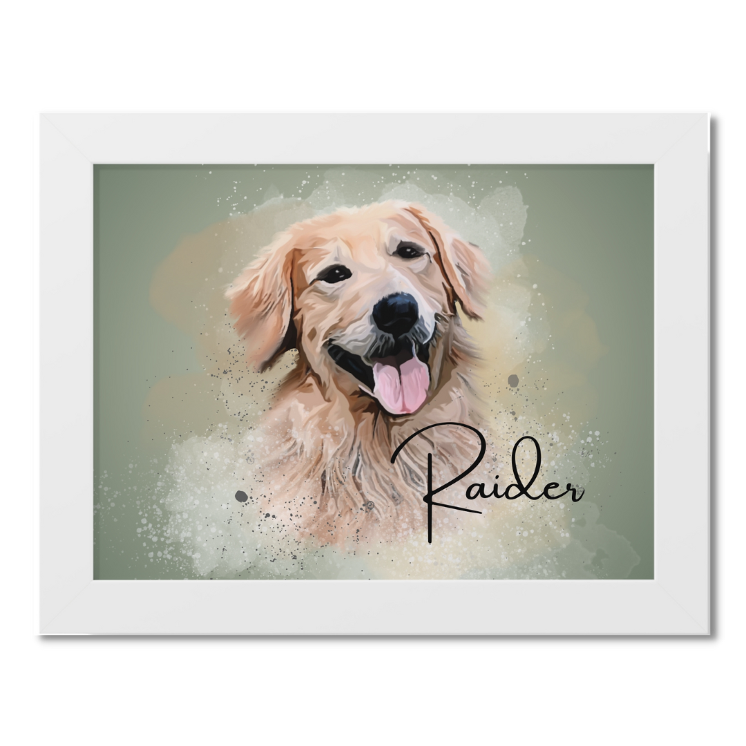 Custom Personalized Pet Portrait Watercolor Background solid