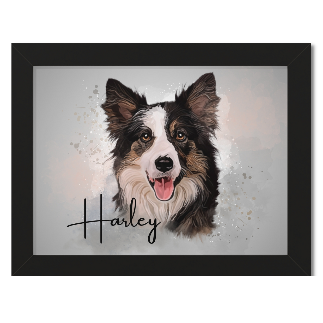 Custom Personalized Pet Portrait Watercolor Background solid