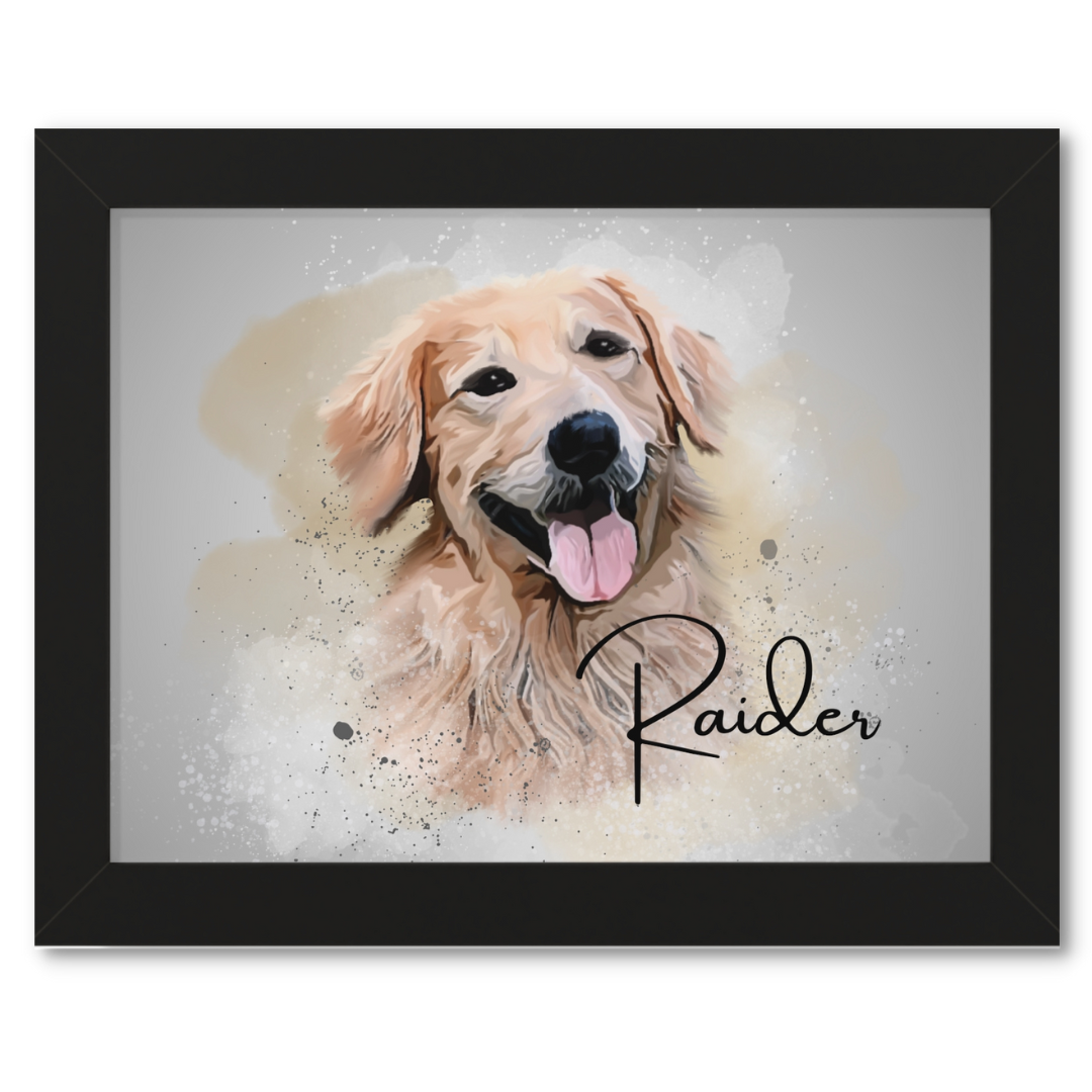 Custom Personalized Pet Portrait Watercolor Background solid