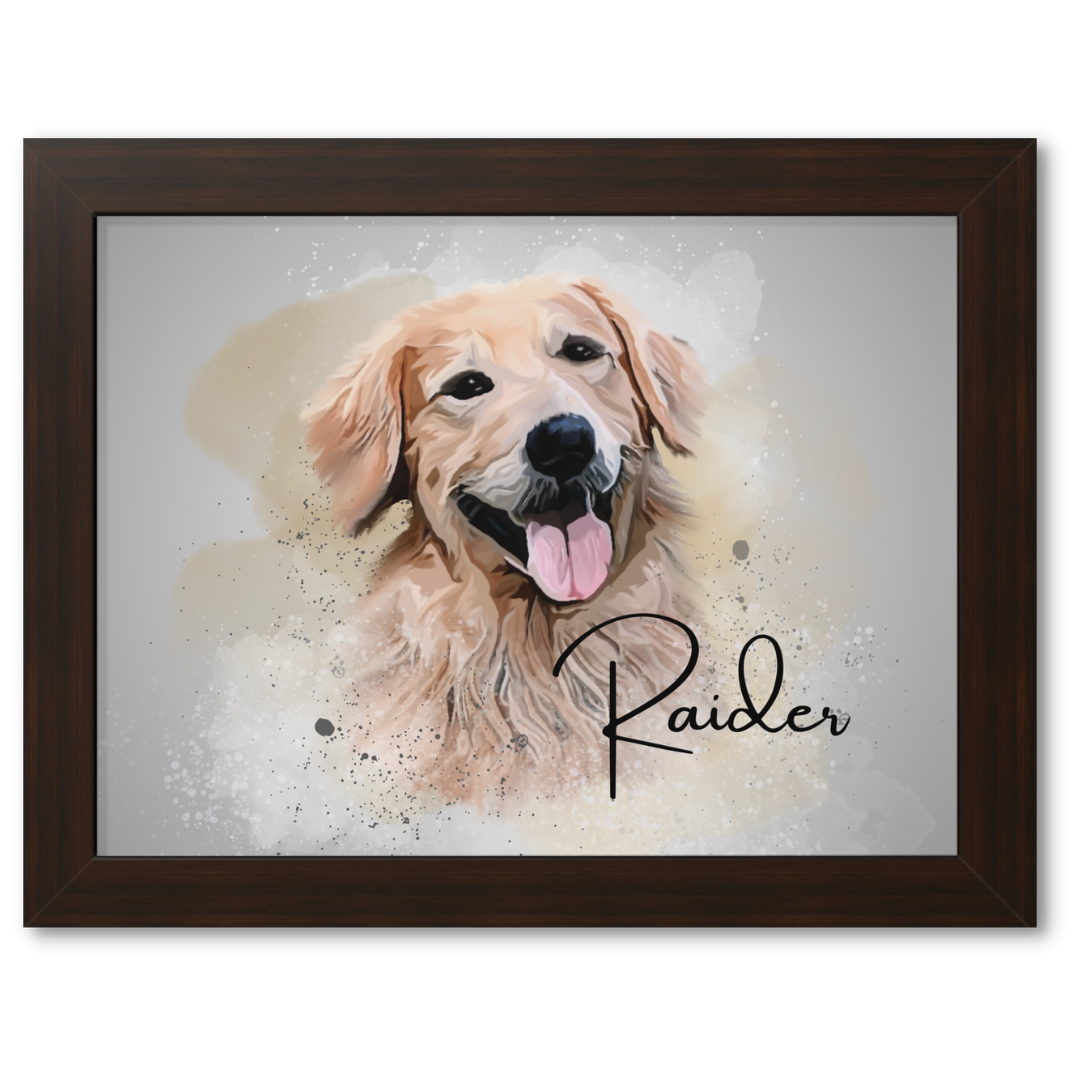 Custom Personalized Pet Portrait Watercolor Background solid