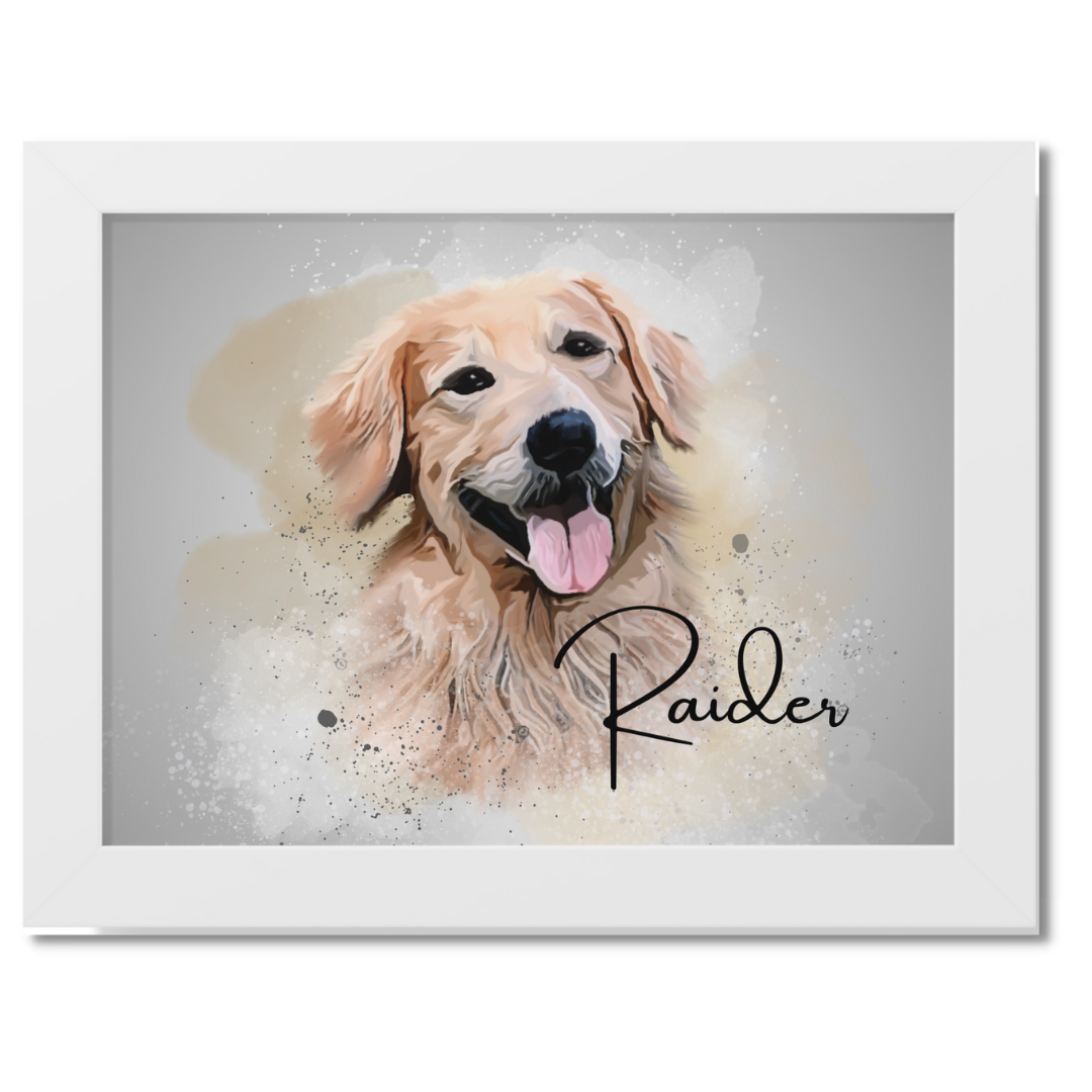 Custom Personalized Pet Portrait Watercolor Background solid