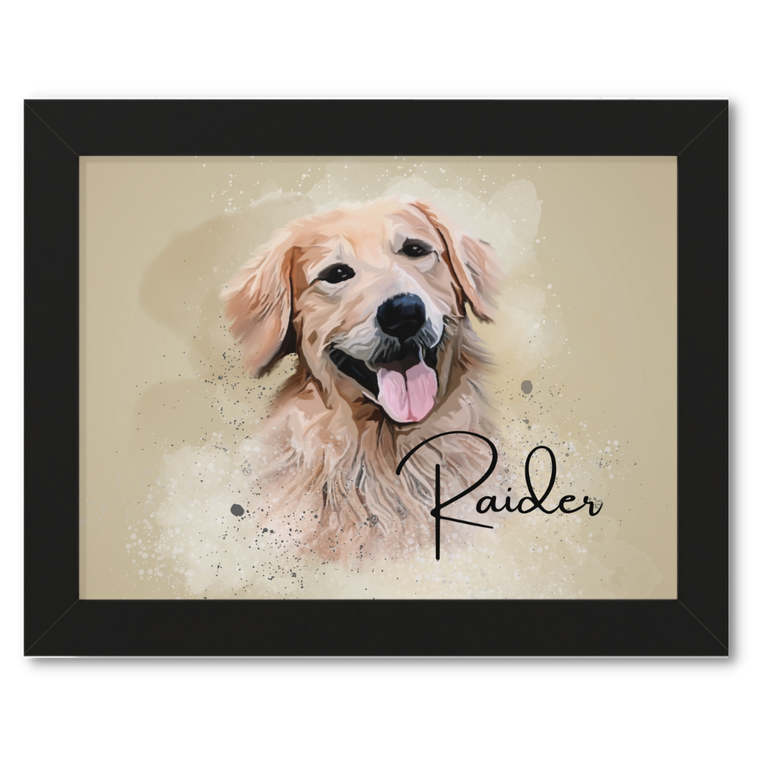 Custom Personalized Pet Portrait Watercolor Background solid
