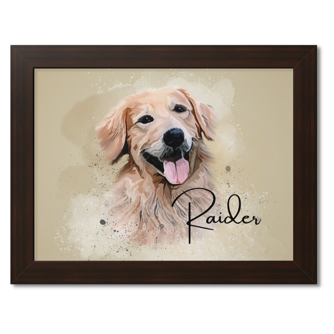 Custom Personalized Pet Portrait Watercolor Background solid