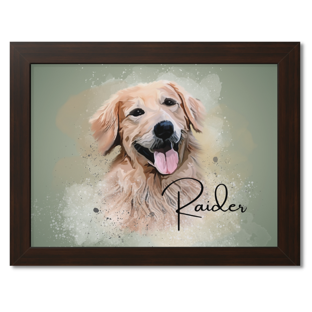 Custom Personalized Pet Portrait Watercolor Background solid
