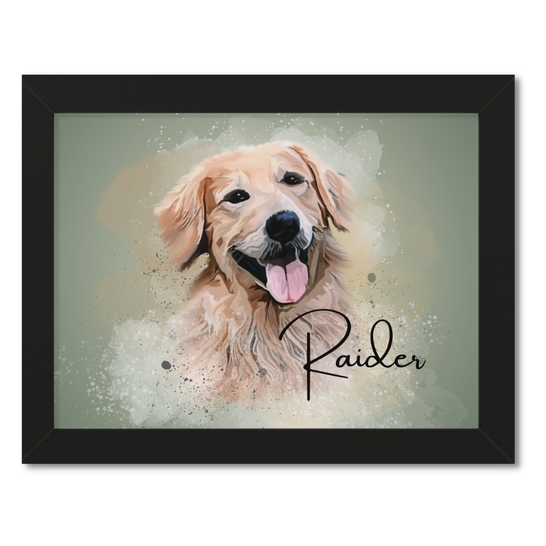 Custom Personalized Pet Portrait Watercolor Background solid