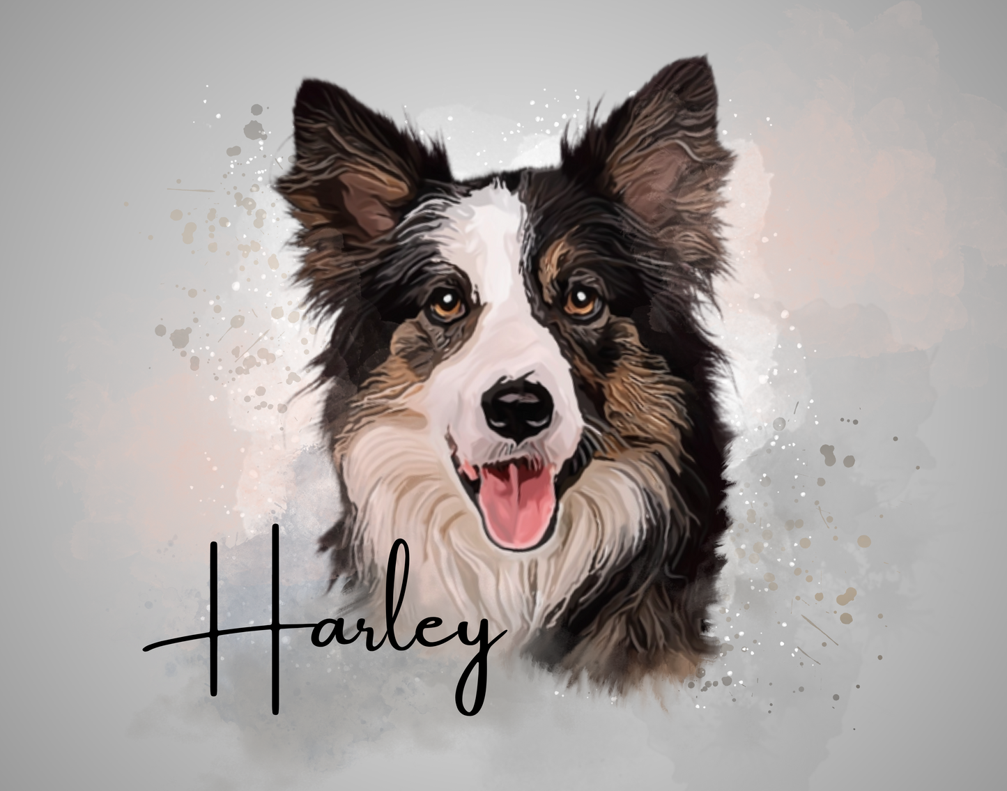 Custom Personalized Pet Portrait Watercolor Background solid