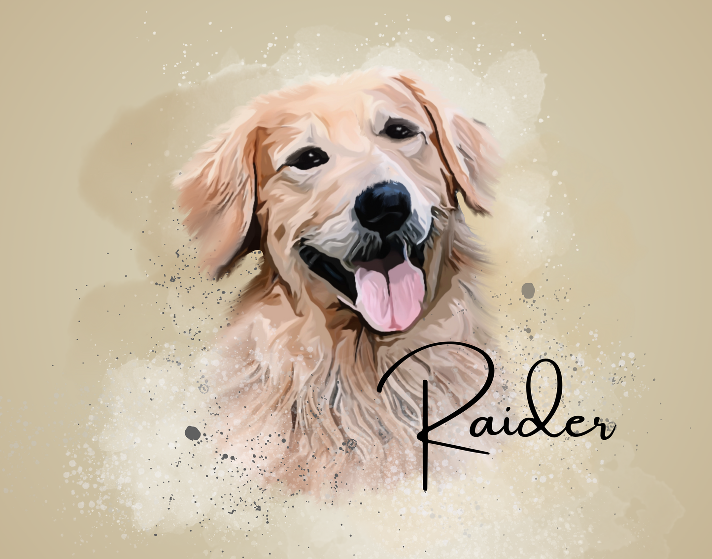 Custom Personalized Pet Portrait Watercolor Background solid