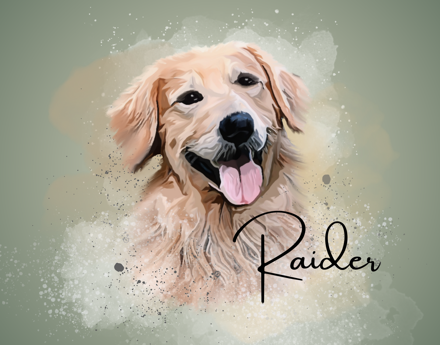 Custom Personalized Pet Portrait Watercolor Background solid
