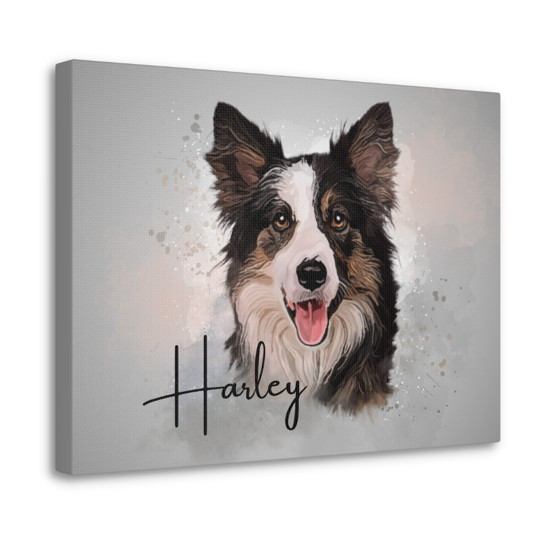 Custom Personalized Pet Portrait Watercolor Background solid