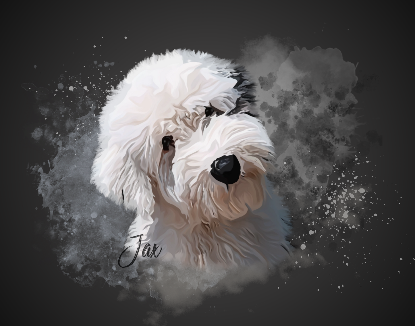 Custom Personalized Pet Portrait Watercolor Background solid
