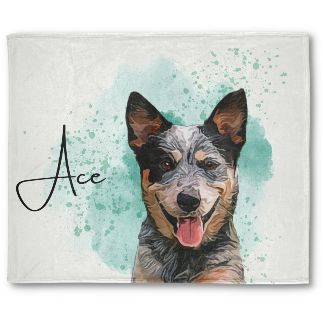 Personalized Custom Pet Watercolor Portrait Blanket