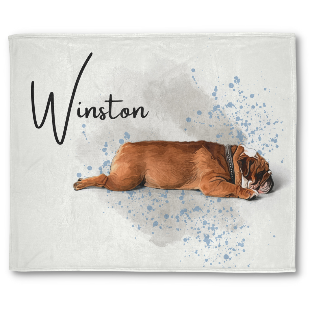 Personalized Custom Pet Watercolor Portrait Blanket