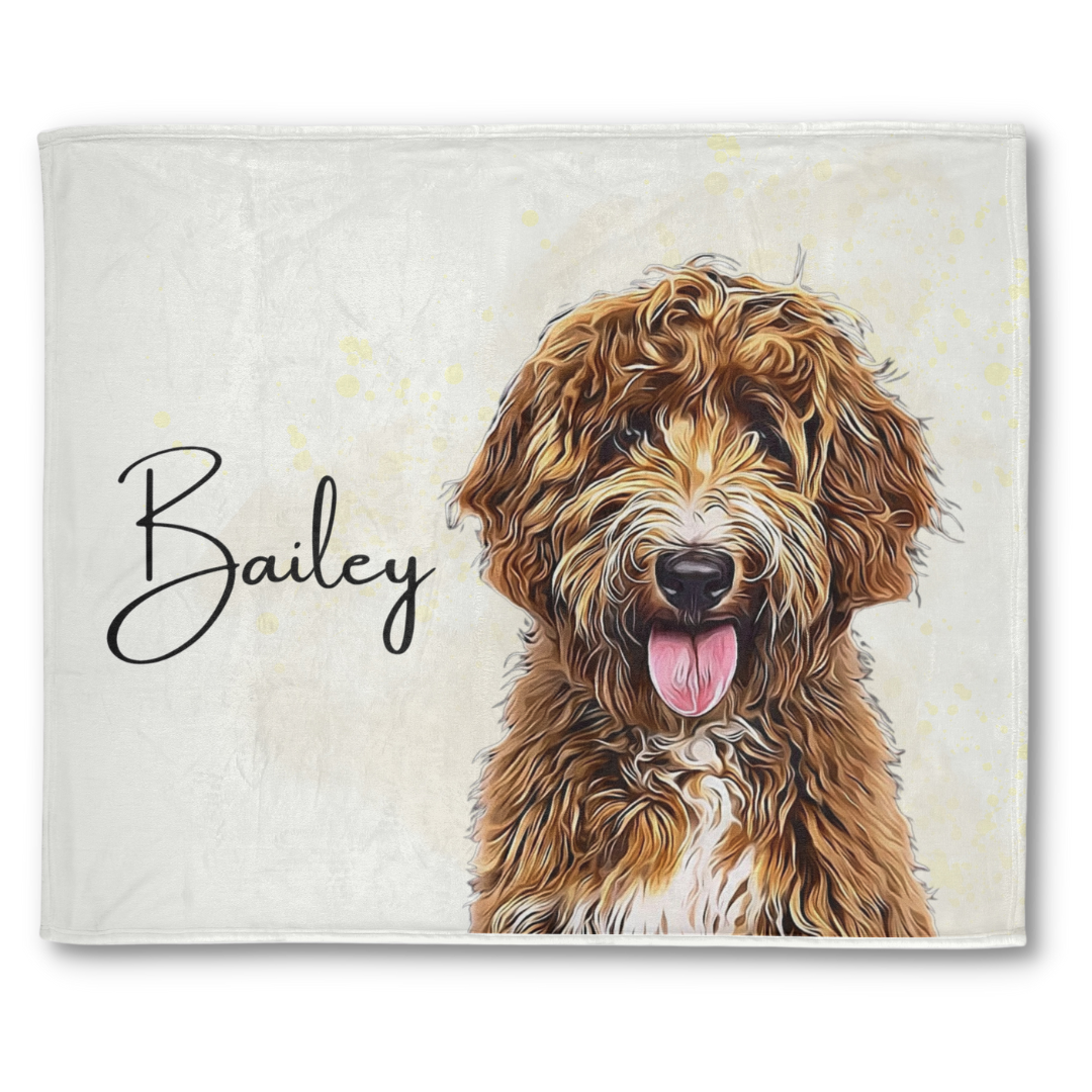 Personalized Custom Pet Watercolor Portrait Blanket