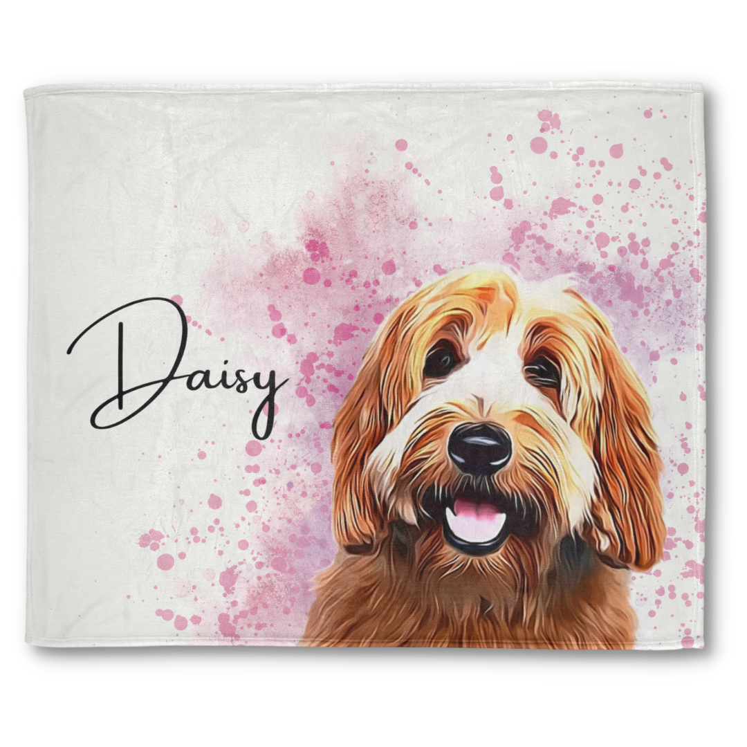 Personalized Custom Pet Watercolor Portrait Blanket