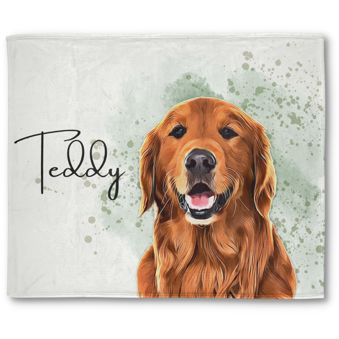 Personalized Custom Pet Watercolor Portrait Blanket